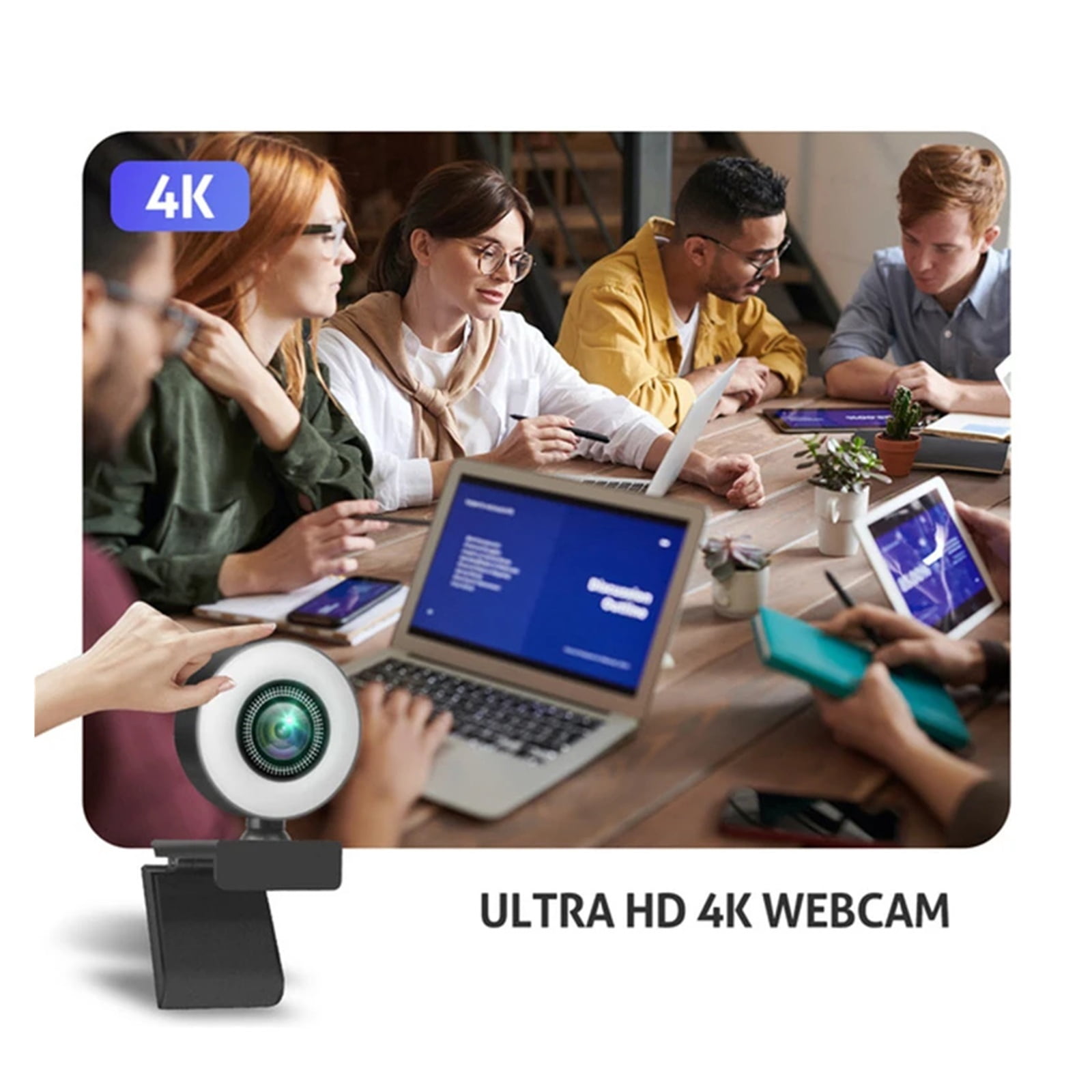 4K Webcam 2K Full HD Web Camera With Microphone LED Fill Light USB Web Cam Rotatable For PC Computer Laptop for Youtube