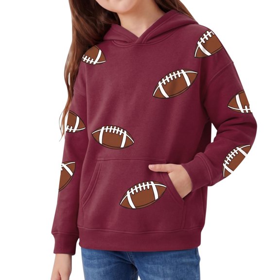 CPNG Girls Hoodie Long Sleeve Hooded Sweatshirt with Football Print Fashionable Loose Casual Cozy Pullover Hoodie Tops