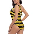 thumbnail image 6 of Daiia Striped With Bees Women's One Piece Swimsuits Personalized One Shoulder Swimwear Asymmetric Ruffle Bathing Suits-Medium, 6 of 8
