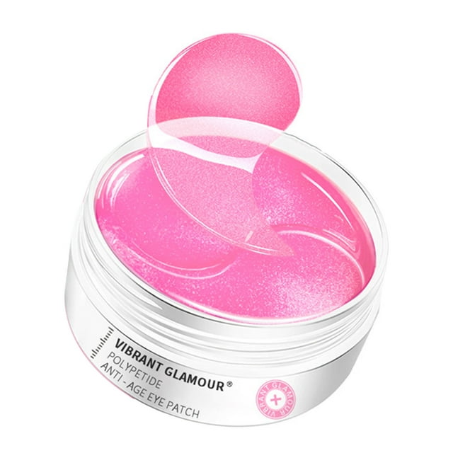 VIBRANT GLAMOUR Parches Oculares Reafirmantes con Ácido Hialurónico y Colágeno, 30 Pares, Hidratan y Reducen Ojeras y Bolsas, Rosa.