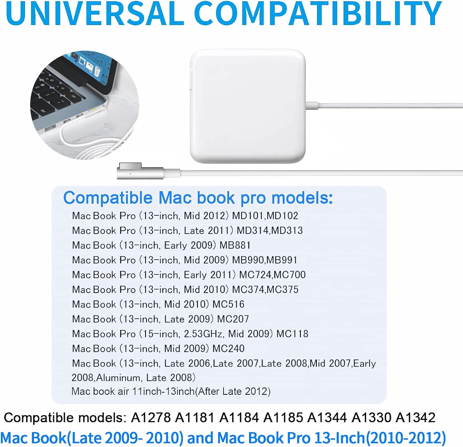 Alimentatore 60W L-Tip Per MacBook Pro 13" (2010-2012) E MacBook (2009-2010) – A1278 A1181 A1344
