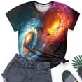 thumbnail image 4 of Women's T-shirts 2025 New Starry Sky Print Shirts Summer Short Sleeve Top Casual Round Neck Blouses Loose Pullover Tops Style 05 M, 4 of 5