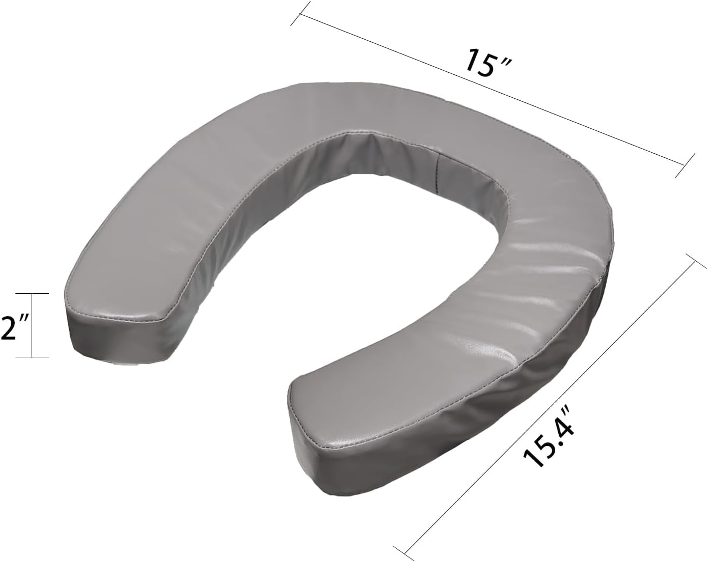 Ristpal Soft Padded Toilet Seat Cushion with 2-Inch High-Density Foam & Waterproof PU Fabric, U-Shape Padded Toilet Cushion - Secure Hook & Loop Tape, Fits Standard/Elongated Toilets (Grey)
