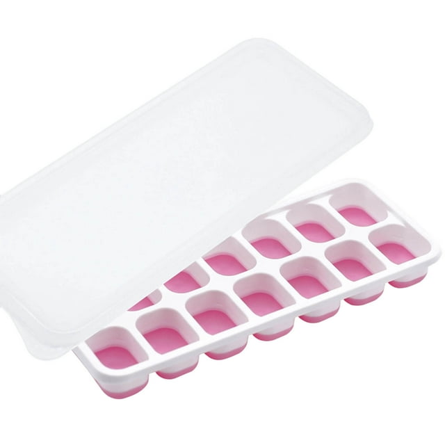 JJKBVCLO 14 Grid Square Ice Cu Be Mo With Lid Silicone Soft Bottom Easy To Demould DIY Homemade I Ce Cube B (Pi /Yellow) 23x9x3cm Packed In Bag