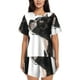 thumbnail image 1 of Balery Black And White Boston Terrier Conjunto de Pijama para Mujer con Estampado, Dos Piezas de Manga Corta y Shorts, Ropa de Dormir Suave con Cuello Redondo y Bolsillos-Medium, 1 of 6