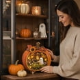 thumbnail image 4 of Halloween Pumpkin Miniature Dollhouse with LED Lights, Wooden Pumpkin Diorama with Ghost Cafe Scene, Fall Tabletop Decor for Holiday Display, 4 of 5