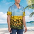 thumbnail image 5 of Easygdp Blooming Sunflower Field Men'S Summer Casual Short Sleeve,Short Sleeve Button-Down Shirt, Lapel Loose Breathable Hawaiian Short Sleeve - Xx-Large, 5 of 9