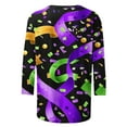thumbnail image 4 of Mceream Mardi Gras Shirts for Women 2026 Carnival Tunic Tops Funny Mask Print Color Block Carnival Tops Casual 3/4 Sleeve Crew Neck Loose Fit Blouses Outfits Purple XXL, 4 of 5