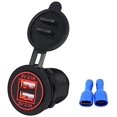 thumbnail image 1 of Linkstyle 12V 4.2A Dual USB Charger Socket Waterproof Power Outlet with Red LED Indicator Light & Dual Charging Ports for 12V Car RV Boat Marine Motorcycle Mobile, 1 of 2