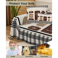 thumbnail image 4 of Buffalo Plaid Sofa Couch Covers for Dog,Washable Sectional Couch Slipcovers for Loveseat with Tassels,Retro Brown Family Words Wooden Board Non Slip Sofa Throw Cover Blanket Large 71''x102'', 4 of 8