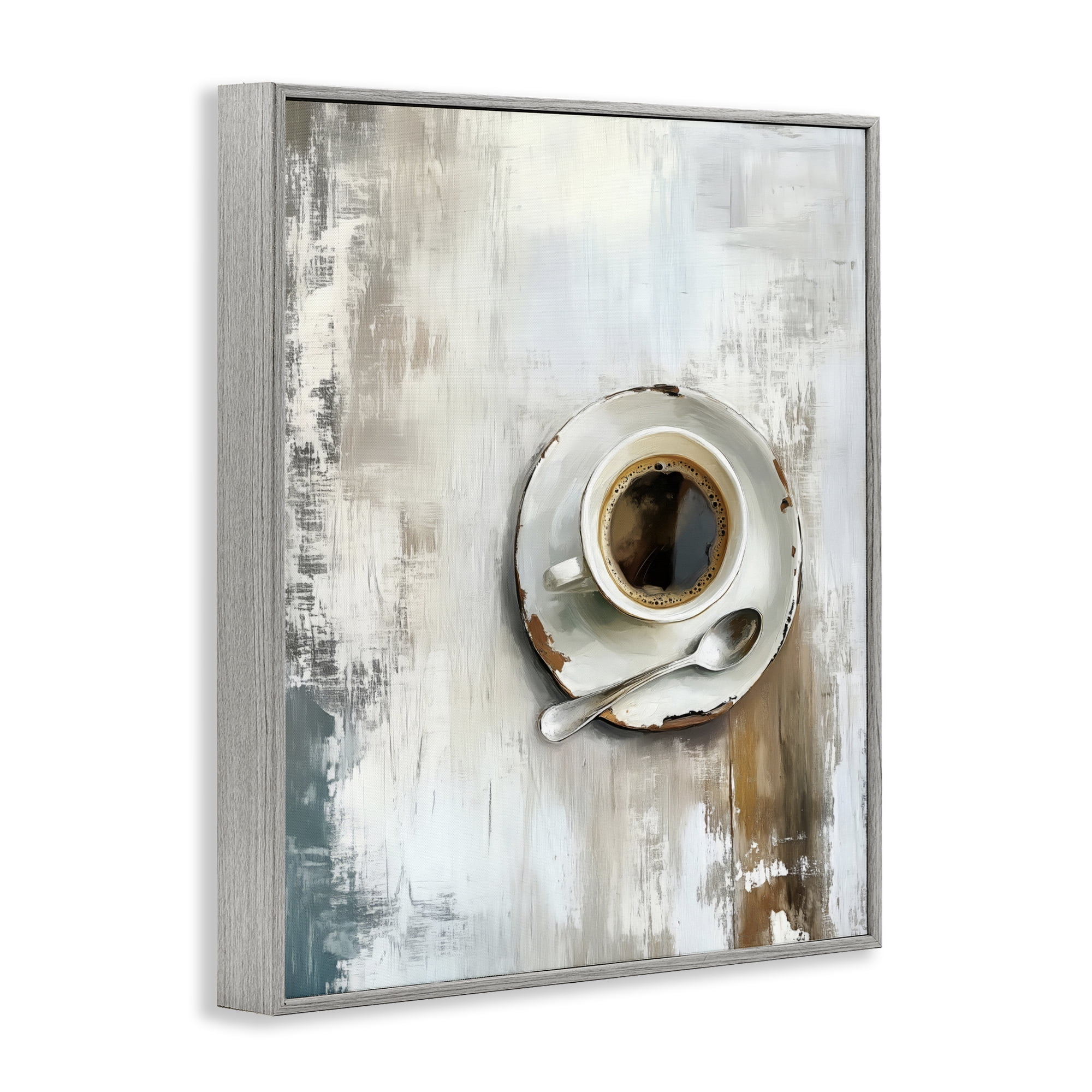 Stupell Industries Neutral & Rustic Cup of Coffee Gray Framed Giclee Art, design by LSR Design Studio