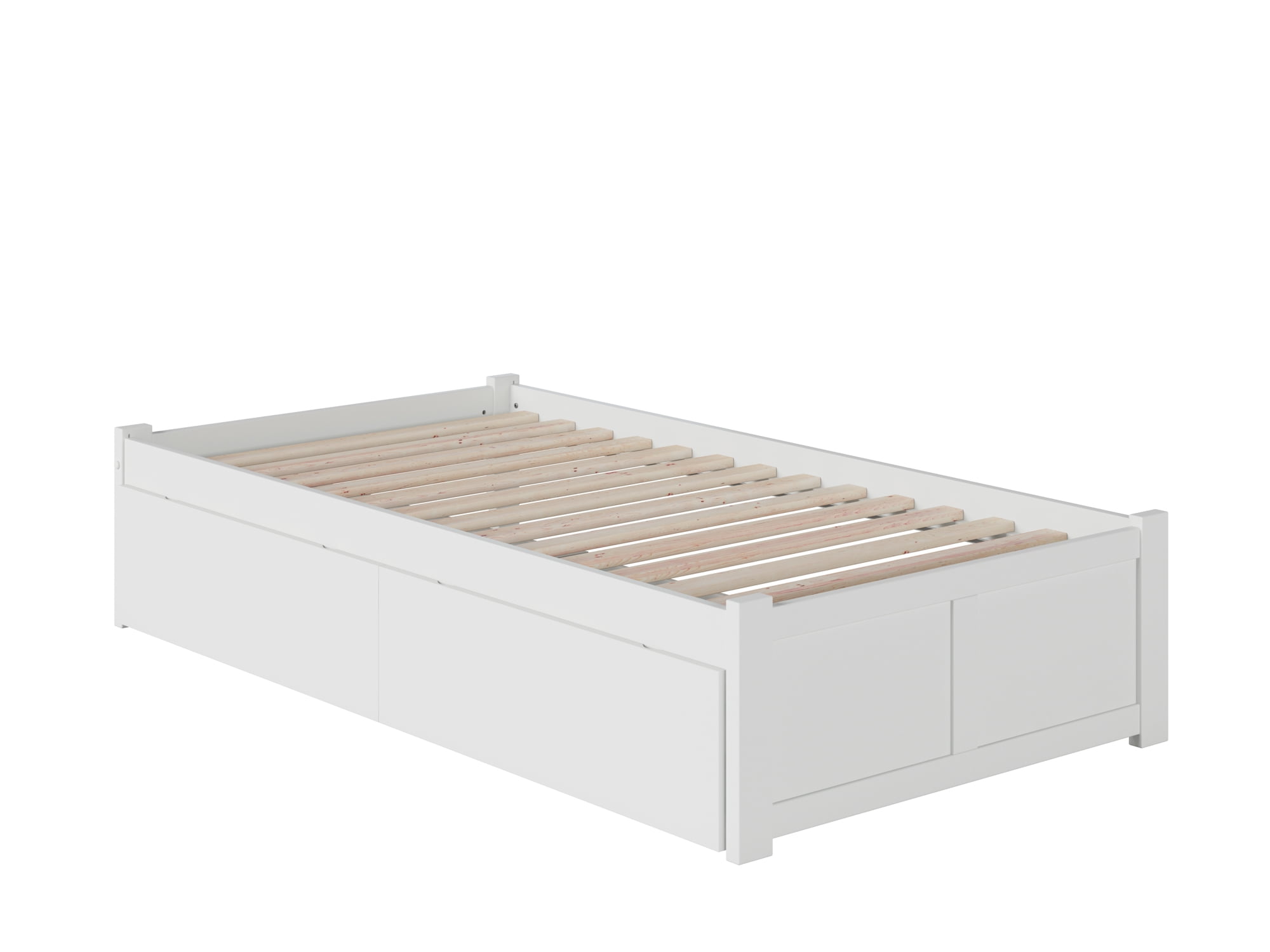 AFI Concord Twin Solid Wood Platform Bed with Footboard & 2 Storage Drawers in White