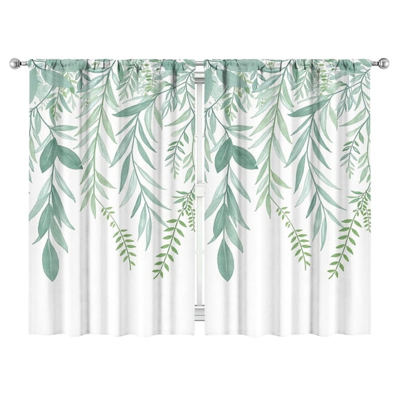 Green Leaves Curtains-blackout Curtains Bedroom Decor Living Room Darkening Grommet Window Drapes 2 Panels Set 52"x 84"