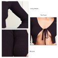 thumbnail image 3 of Prendas de vestir delanteras con lazo de manga larga para mujer, prendas de vestir elegantes y ajustadas de Color liso, prendas de vestir con frente abierto de punto acanalado, Top para citas, 3 of 6