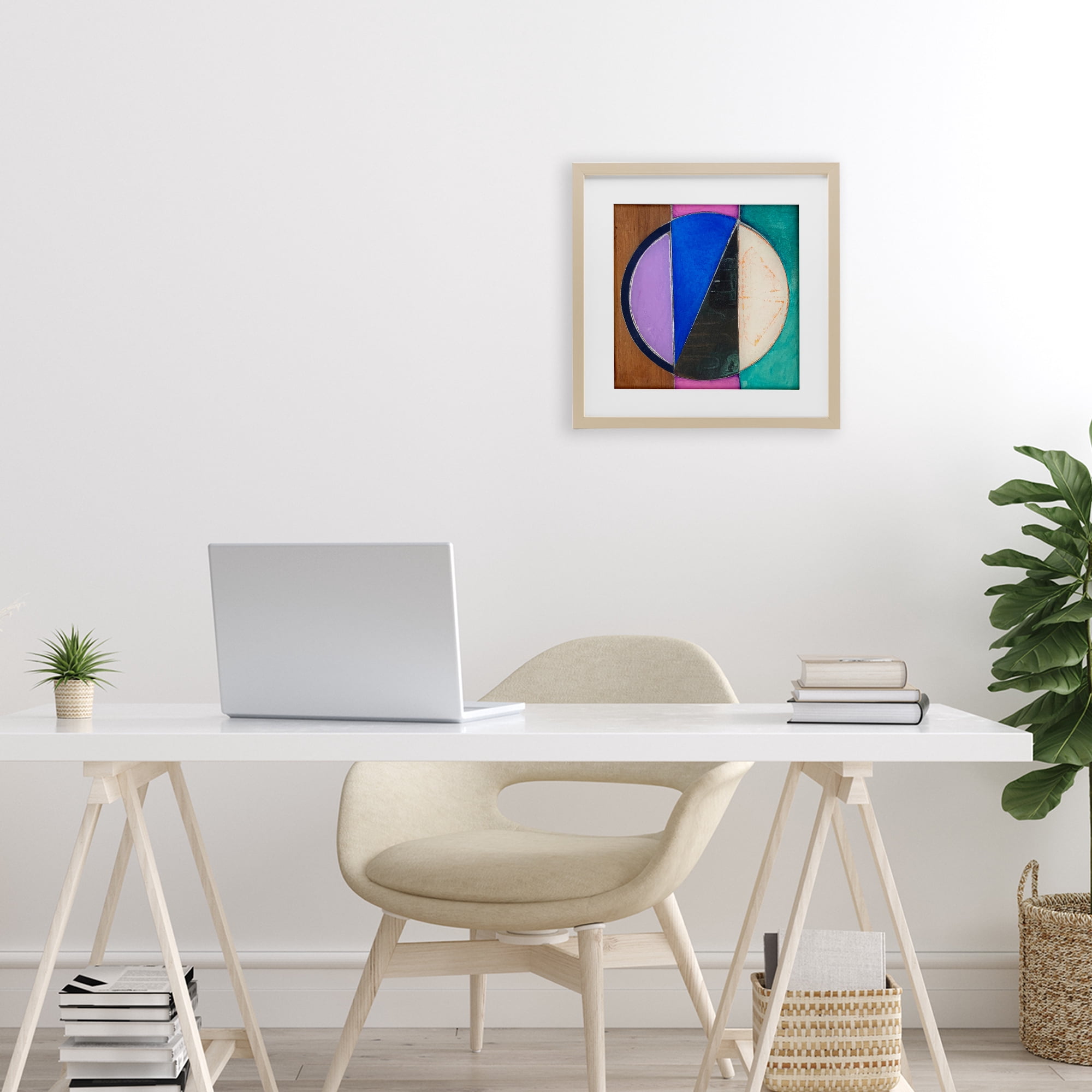 Stupell Industries Split Symmetry Circle Birch Framed Print Under Glass, design by Matthew Finger