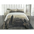 thumbnail image 2 of Ambesonne United States Quilted Coverlet 3 Pcs, NYC Winter Time, King Size, Beige Grey, 2 of 4