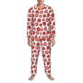 thumbnail image 3 of Honeii Hand Drawn Strawberry Pattern Mens Pajamas Set,2pcs Men's Lounge Long Sleeve Sleep Shirt and Pajama Bottoms Sleepwear Set,Mens Pjs Sets-Medium, 3 of 7