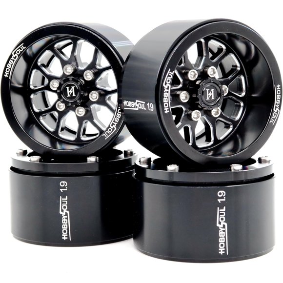 HOBBYSOUL 4pcs 1.9 Beadlock Wheels -10.5mm Negative Offset Rims 33mm Wide for RC 1/10 Crawler TRX4 SCX10 Gen8 Upgrades