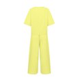 thumbnail image 5 of 2 Piece Outfit for Women Plus Size Round Neck Short Sleeve Tops Long Pants Casual Suit Sets Yellow XXL, 5 of 5
