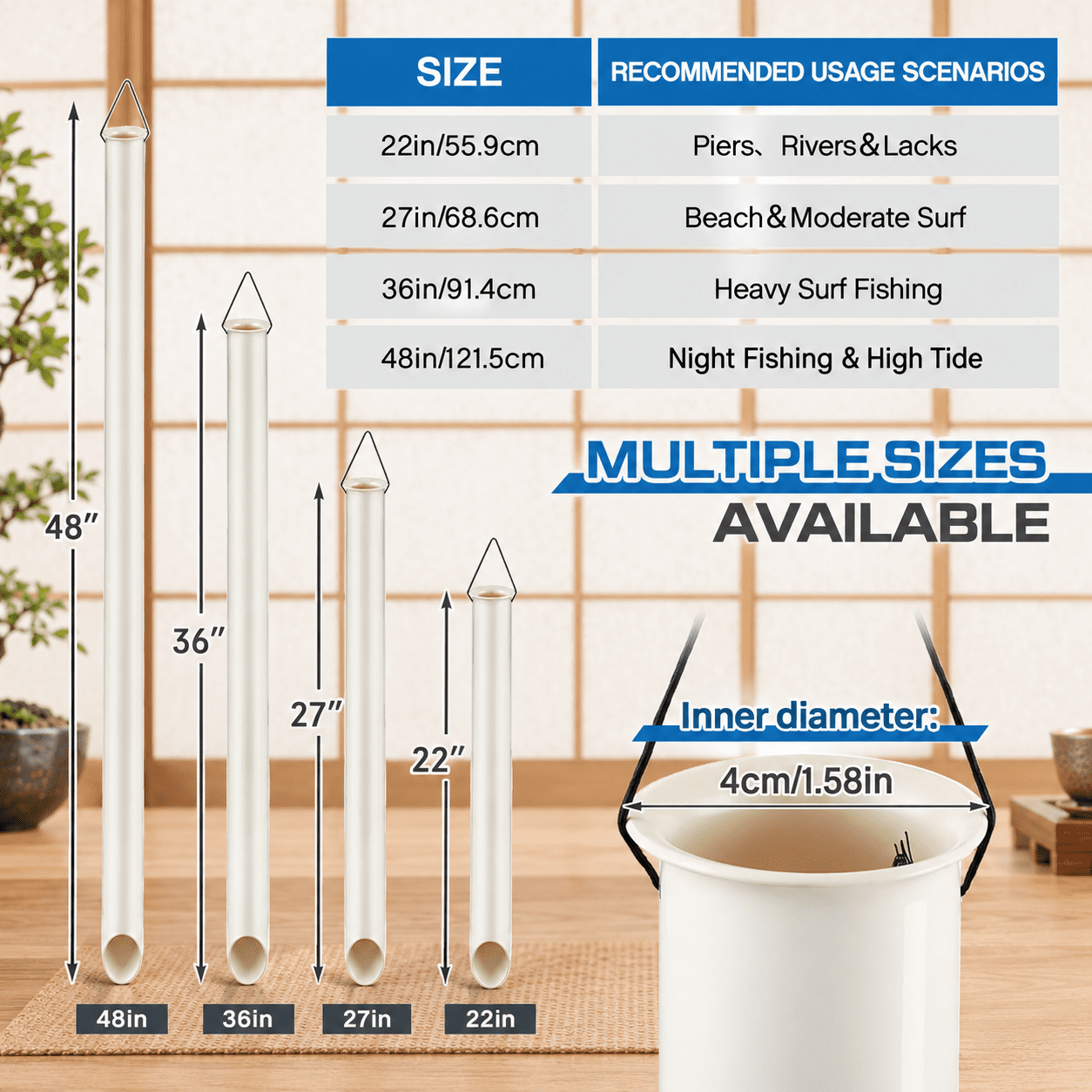 36 Inch 1 Tubular PVC Surf Fishing Sand Spike Shore Beach Rod Holder