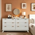thumbnail image 6 of Fluted 6 Drawers Dresser with Faux Marble Top, Modern Curved Profile Design TV Stand for TVs Up to 55", Sturdy Storage Cabinet with Anti-Tip Design for Bedroom, Living Room, Hallway, 6 of 7