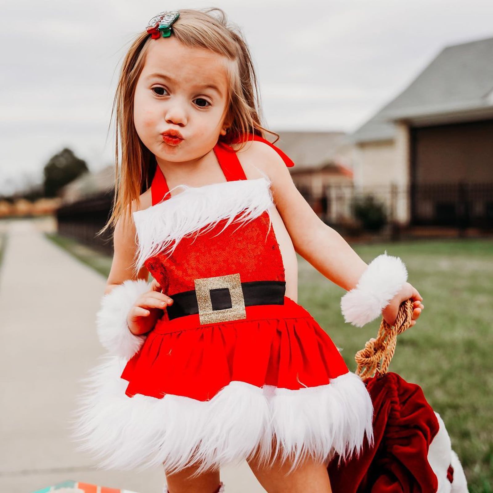 fun christmas dresses Baby Fortune Baby Girl Christmas Romper Dress,Sequins Plush Trim Charming Green Dress With Shimmering Gold Stars And Vibrant Pom Outfit Ideas Fun Christmas Dresses