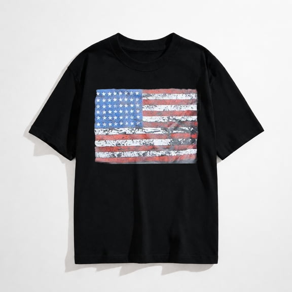 American Flag Print Tops Women USA Stars Stripes Patriotic T Shirt Summer Loose