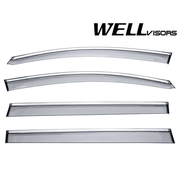 Wellvisors Side Window Visors Deflectors Rain Guards With Chrome Trim for 2011-2017 Honda Odyssey 3-847HD025