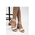 thumbnail image 3 of Solid Color Printed Open Toe Round Toe Braided Ankle Strap Chunky Heel Sandals for Women, 3 of 6