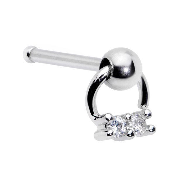 Body Candy Body Candy 20G 316L Steel Nose Ring Clear Accent Duo