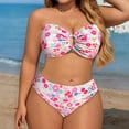 thumbnail image 4 of Plus Size Bikini, Women's Strapless Two-Piece Swimsuit with Floral Cutout Design, Adjustable for Comfort and Support, Swimwear for Beach and Pool, 4 of 8