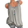 thumbnail image 6 of QWERTYU Ladies Summer Tunics Women Tank Tops Casual Sleeveless Basic Top Henley Button Down Blouses Sleeveless Lace Womens Dress Tops for Older Women Medium Gray 3X, 6 of 7