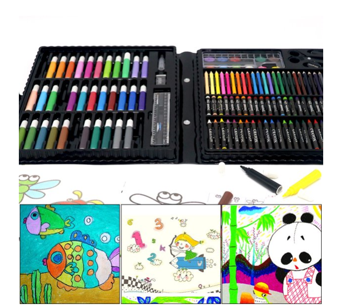 150 Pieces Kids Deluxe Artist Drawing Painting Set Portable Wooden for CASE  with Oil Pastels Crayons Colored Pencils Mar - AliExpress