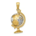 thumbnail image 4 of 14K Two-Tone Gold Charm Pendant Men'S 31 mm 14 & Rhodium 3-D Moveable Globe, 4 of 5