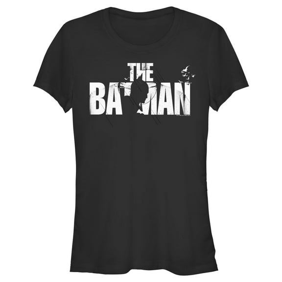 Junior's The Batman Black and White Silhouette  Graphic Tee Black X Large