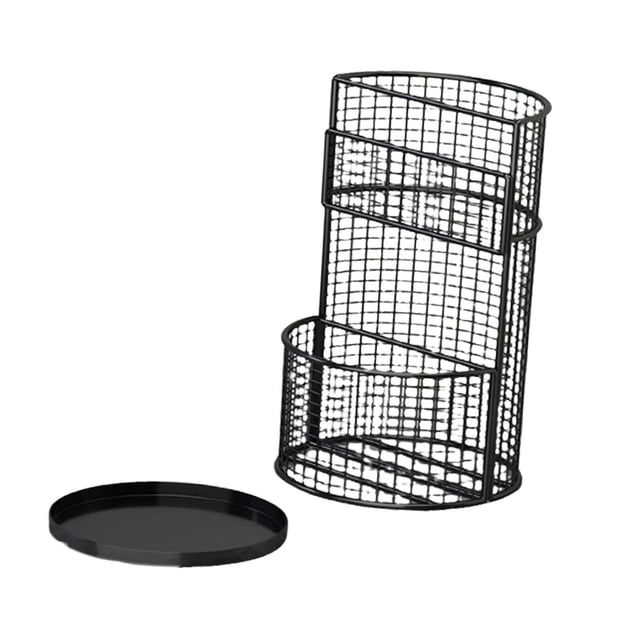 Paragüero para el hogar, soporte para para la entrada, práctico organizador de cubo decorativo de 2 capas, soporte de drenaje para bastones Negro
