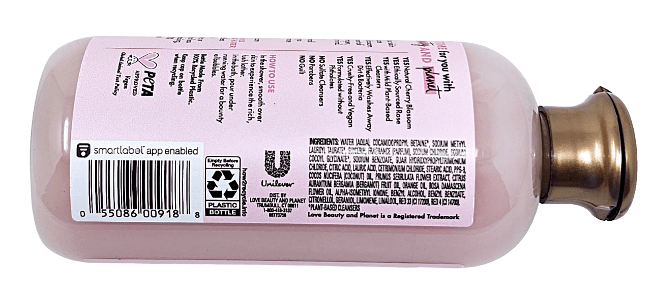Beloved Cherry Blossom and Tea Rose Vegan  Shower & Bath Gel, 11.8oz, Pack of 2