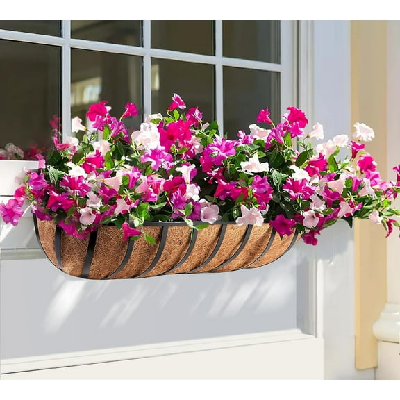1 Pack 24" Deck Rail Box Planter - Outdoor Hanging Basket for Plants - Balcony Herb & Flower Pot