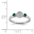thumbnail image 5 of 925 Sterling Silver Stackable Expressions Dbl Round Cr. Emerald & Dia. Ring Size: 5; for Adults and Teens; for Women and Men, 5 of 5