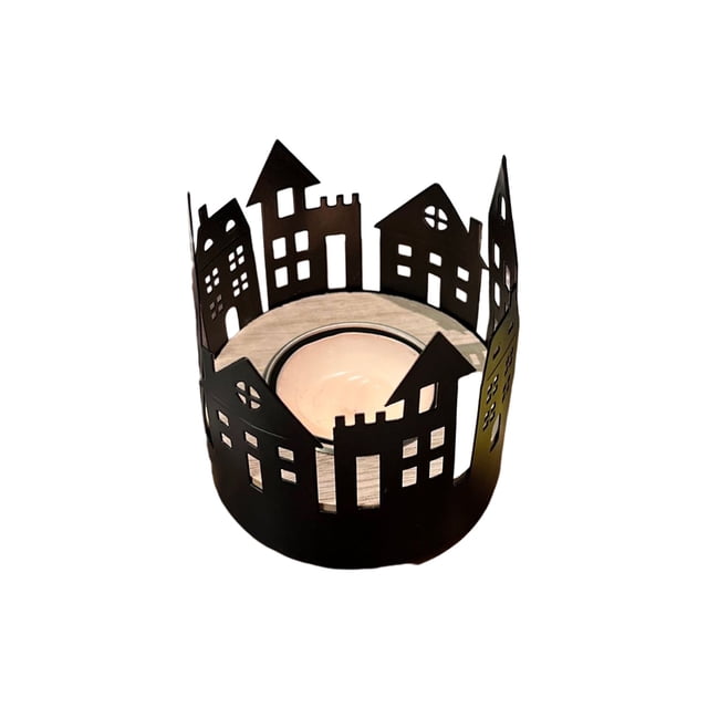 Mesa Redonda para la Sala de Estar Candelabro de Hierro con Decoración de Casas Negras para la Mesa Del Comedor
