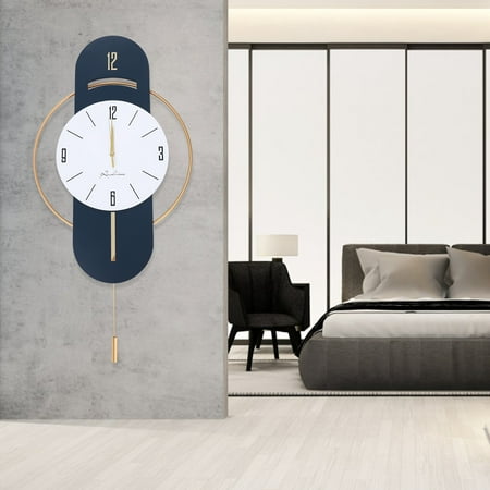 Stylish Large Silent Metal Wall Clock Battery Operated Living Room Home Decor 42*84cm for The Living Room, Hallway, Office