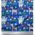 thumbnail image 1 of Soimoi Blue polyester Crepe Fabric Bear & Reindeer Cartoon Printed Fabric 1 Yard 52 Inch Wide, 1 of 5