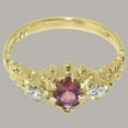 thumbnail image 5 of LBG British Made 9k Yellow Gold Real Genuine Pink Tourmaline & Cubic Zirconia Womens Promise Ring - 33 size options - Size 5.75, 5 of 8
