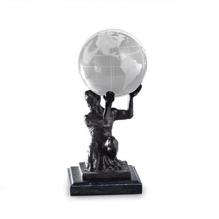 UPC: 0797140406204 | Bey-Berk International Cast Metal Atlas Ball Holder with Bronzed Finish  Green Marble & Bronze