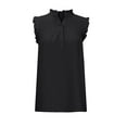 thumbnail image 6 of Luxtrada Sleeveless Women Tops Dressy Casual Smocked Flowy Button Up Tanks T-Shirt Shirts Turtleneck Solid Color Ruffle Plus Size Tunics Top for Women Summer Blouse (Black,S), 6 of 7