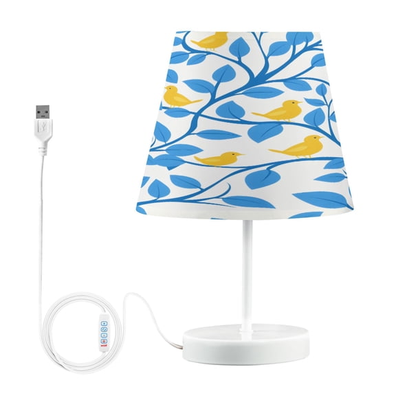 Ryvnso LED Bedside Table Lamp Bird and Leaves Bedroom Desk Lamps Nightstand Lampshade M