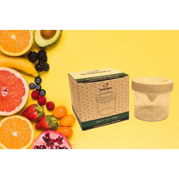 Nutbrown’s Fruit Fly Trap, Reusable, Effective, All Natural Attractant, Recommended for Indoor use