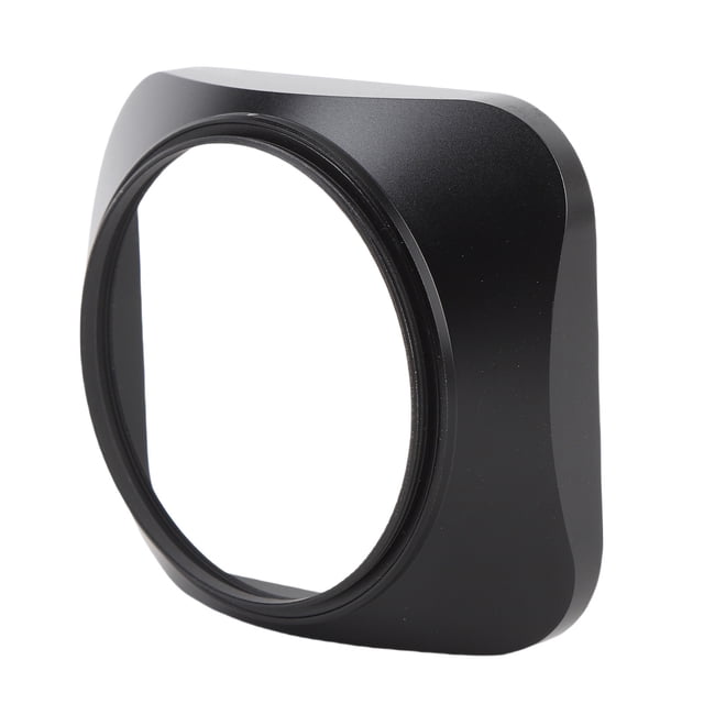 Camera Lens Hood, Square Metal Anti Glare Hood w Flash Compatibility, Aluminum Alloy Scratch Protection Precise Fit