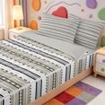 thumbnail image 3 of Erosebridal Modern Stripes Zipper Twin Comforter Sets with Fitted Sheet and 2 Pillowcases,Geometric Lines Pattern Zipper Bedding Set,Light Gray Reversible,4 Pieces, 3 of 7