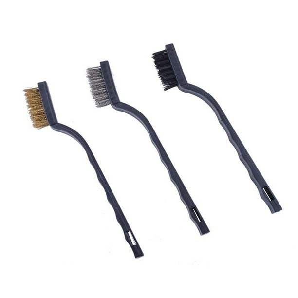 SPRING PARK Mini Wire Brush, Nylon Brass Stainless Steel Wire Brush for Cleaning Welding Slag